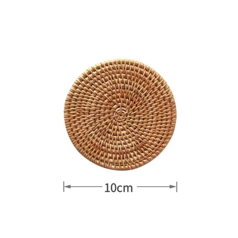 Hand-Made Rattan Coasters: Round Placemats and Insulation Pads for Kitchen Table Mats, Bowl Mats, and Coasters