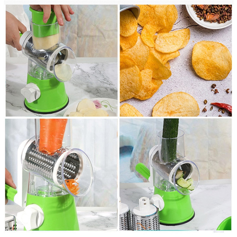 Hand Crank Multifunctional Vegetable Cutter: Home Kitchen Shredder and Potato Grater with Roller Design for Effortless Cutting