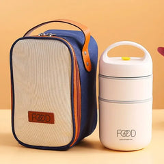 Insulated Lunch Box Soup Box Office Insulated Pail Double Soup Box Soup Cup Porridge Cup Soup Pot plus Tote Bag